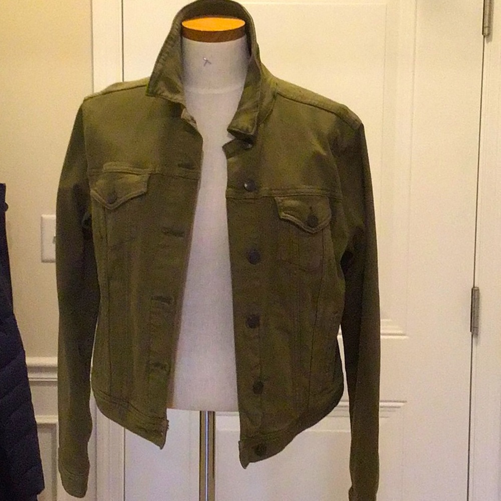 Lands End olive green denim jacket